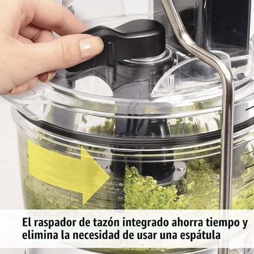 Vista 4 de Hamilton Beach Stack & Snap - Procesador de alimentos y picador de verduras de 8 tazas con cuchilla ajustable, raspador de tazón integrado y estuche