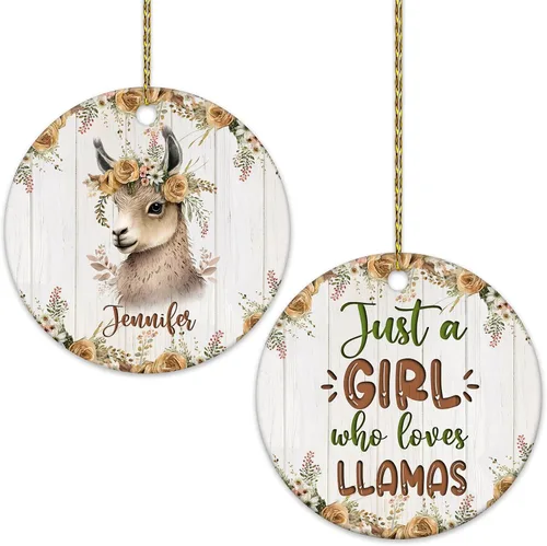 Vista 34 de Hyturtle Adorno de Navidad personalizado para amantes del panda rojo, adorno de cerámica con nombre personalizado de Just A Girl Who Loves Red