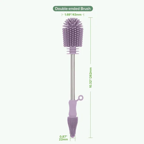 Vista 8 de haakaa Cepillo de Limpieza Cepillo de Silicona para Biberones de Doble Punta con Cerdas Suaves de Silicona para Extractores de Leche Materna