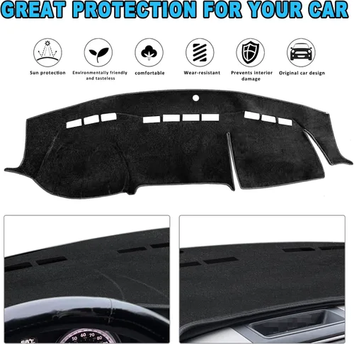 Vista 3 de POSAID Alfombrilla para salpicadero para Dodge Ram 1500 2500 3500, funda protectora personalizada para salpicadero Dodge Ram, Negro, 2010-2018