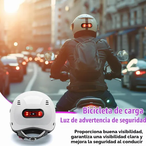Vista 5 de Tujoe Juego de 2 luces LED rojas para casco trasero de motocicleta, luces traseras recargables para casco de advertencia de seguridad con cable USB