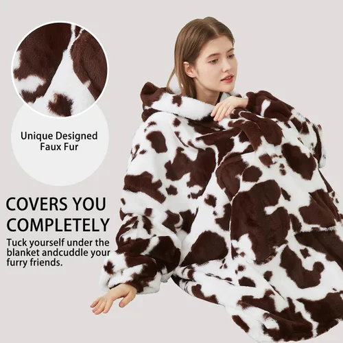 Vista 6 de Softan Manta con Capucha, Sudadera de Gran Tamaño para Adultos, Mujeres y Hombres, Regalo, Manta con Capucha Súper Acogedora y Cálida, Sudadera