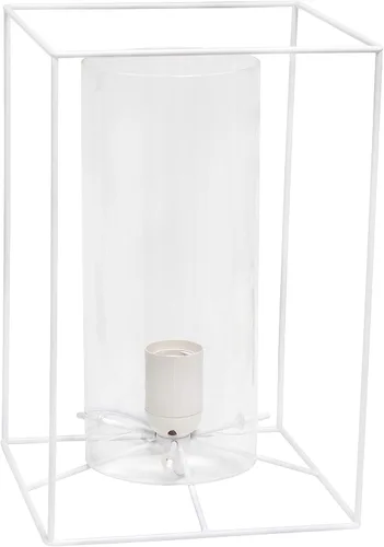 Vista 8 de Elegant Designs LT2069-WHT Lámpara de mesa pequeña de vidrio y metal, color blanco y transparente