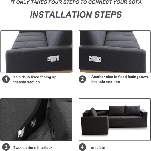 Vista 6 de DEEPDREAM 12 conectores seccionales de sofá de metal, clips de sofá, conector de muebles entrelazados con 28 tornillos