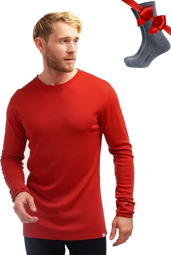 Vista 7 de 100% Merino Wool Base Layer Mens - Long Sleeve Thermal Shirts with Socks .320 negro
