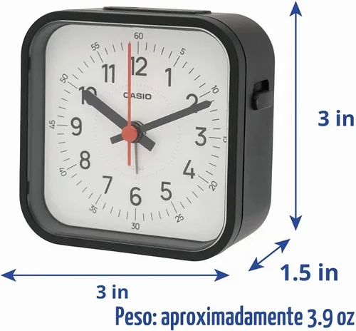Vista 3 de Casio TQ-169-1JF - Reloj despertador, negro, analógico, pequeño, mini luz, luz de repetición