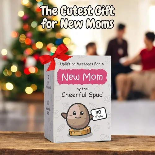 Vista 5 de Regalos para Nueva Mamá para Mujeres - Patatica Pequeña con 30 Lindas Señales Divertido Regalo para Mamá Nueva para Baby Showers, Navidad, Relleno