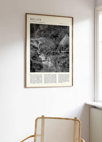Vista 3 de Póster de Belice, impresión de viaje de Belice, póster de viaje Vintage Art Impresión en blanco y negro 718 Foto