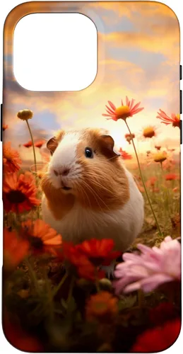 Vista 19 de Carcasa para iPhone 16 con diseño de conejillos de indias y flores para amantes de mascotas exóticas