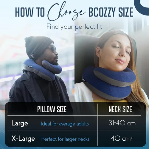 Vista 8 de Bcozzy Almohada cervical de viaje para avión, soporte doble patentado para cabeza, cuello y barbilla Lo mejor para vuelos largos, dormir en avión