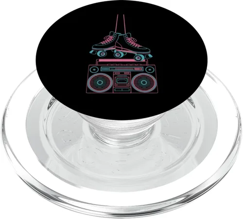 Vista 7 de Retro Skater Vibes with Boombox PopSockets Adhesive PopGrip