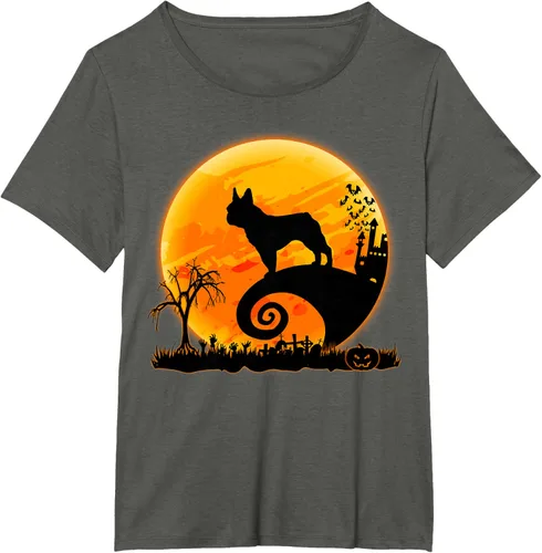 Vista 97 de Camiseta divertida de disfraz de Halloween para perro y luna de Bulldog francés, Negro, S