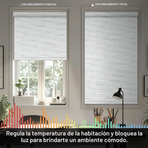 Vista 5 de Persianas enrollables opacas, inalámbricas, fáciles de instalar Rayas blancas y negras