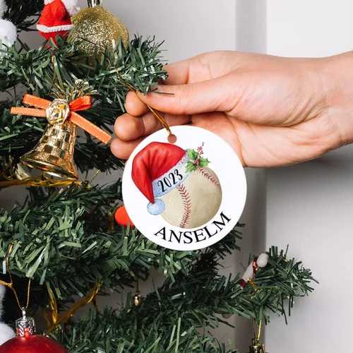 Vista 5 de Adorno de Navidad de béisbol para niños, adorno de Navidad personalizado, adorno de jugador de béisbol, adornos para árbol de Navidad 2024, regalo