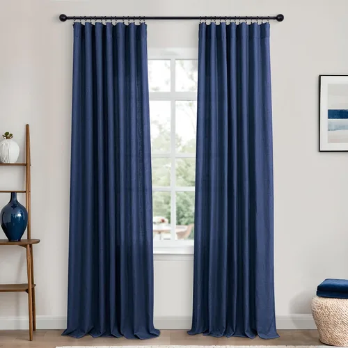 Vista 74 de KOUFALL Juego de 2 cortinas de puerta francesa, cortinas de lino para puerta/ventana, cortina transparente boho para cristal lateral delantero