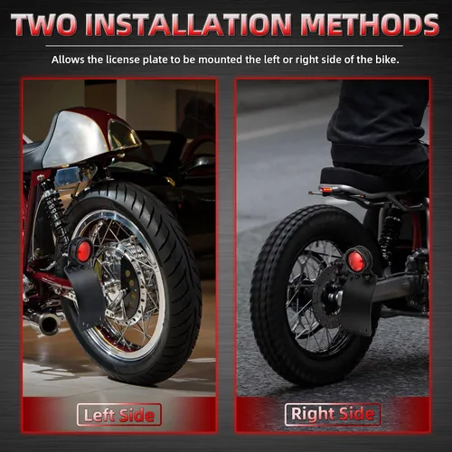 Vista 6 de Amazicha Soporte de placa de matrícula de montaje lateral curvado con agujero de eje de 3/4 pulgadas compatible con Harley Touring Sporster Bobber