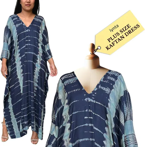 Vista 15 de Vestidos caftán hechos a mano en talla grande para mujer, vestido de gran tamaño teñido anudado, salida de baño para vacaciones y salidas nocturnas