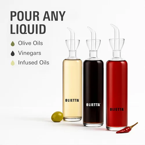 Vista 6 de Olietta Dispensador de Aceite de Oliva Botella de Vidrio Borosilicato - 4.2 oz 125ml Dispensador Antigoteo - Vertedor a Prueba de Fugas Rociador