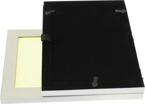 Vista 5 de benerini Marco de fotos plegable doble de aluminio cepillado de color plateado satinado para 2 fotos, incluye 2 fotografías estándar de 6 x 4