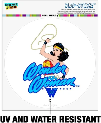 Vista 2 de Wonder Woman 80th Lasso Automotive Car Window Locker Circle Bumper Sticker