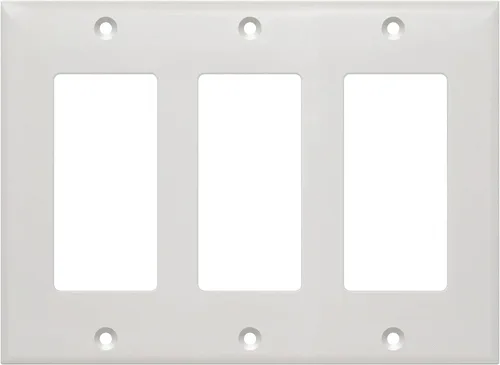 Vista 9 de Cmple - Decorator Wall Plate Insert 1-Gang Decorative Single Gang Faceplate Standard Jack Wall Plate Keystone - 3-Port (Pack of 2)