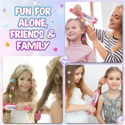 Vista 5 de Aooess Kit de Herramientas de Peinado con Gemas para el Cabello para Niñas: Estampador de Gemas para el Cabello, 24 Diamantes de Imitación