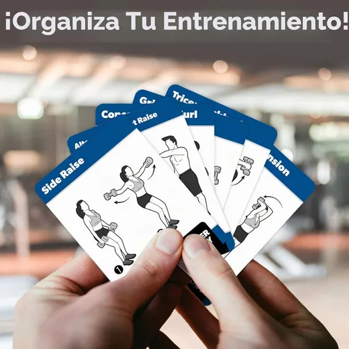 Vista 4 de Paquete de 2 tarjetas de entrenamiento de fitness con peso corporal y mancuernas, más de 100 ejercicios