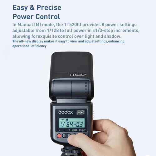 Vista 2 de Godox TT520III Flash universal para zapata caliente, flash manual con transmisor inalámbrico RT-16, compatible con cámara Canon Nikon Sony Pentax