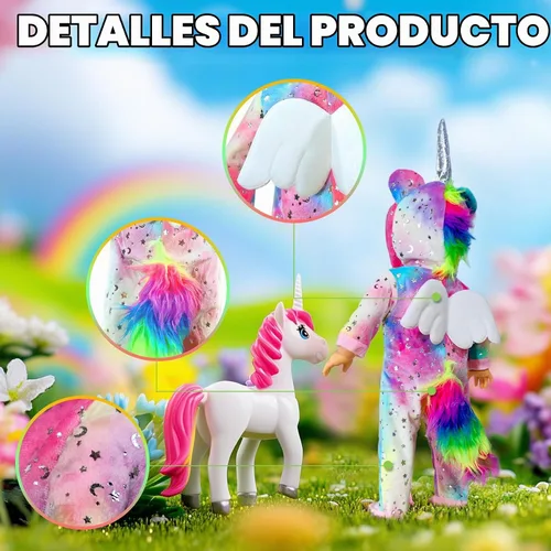 Vista 3 de WONDOLL 2 Conjuntos de Ropa para Muñecas de 18 Pulgadas - Ropa de Unicornio con Clip para el Cabello y Diadema - Compatible con Todas las Muñecas