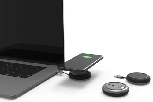 Vista 6 de TYLT Medallion - Almohadilla de carga inalámbrica QI portátil, cargador inalámbrico rápido certificado QI de 10 W máximo compatible con Apple
