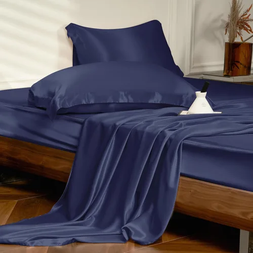 Vista 15 de THXSILK Juego de sábanas de seda de 4 piezas, 100% seda de morera de 25 momme de hebra larga, juego de sábanas y fundas de almohada, extremadamente