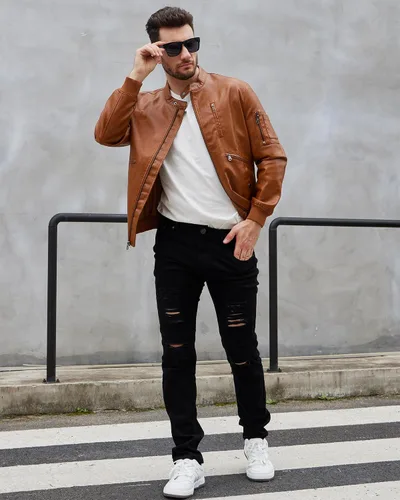 Vista 7 de WULFUL Jeans rasgados para hombre, ajustados, elásticos, cómodos, pantalones de mezclilla