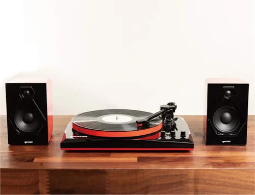 Vista 2 de Gemini Sound TT-900 - Elegante tocadiscos de 3 velocidades con Bluetooth inalámbrico, control de tono y potentes altavoces de 50 W (rojo)