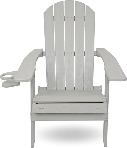 Vista 5 de Alpine Corporation Silla plegable Adirondack para exteriores de 38 pulgadas de alto con portavasos y otomana, diseño ergonómico clásico, muebles