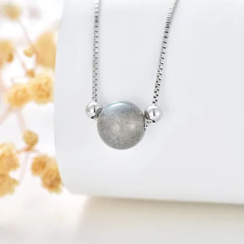 Vista 5 de PLATYCO Collar de piedra natal de plata de ley 925, collar de piedra preciosa única, regalo de joyería para mujeres y niñas, Plata esterlina