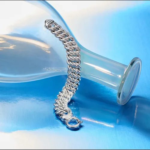 Vista 3 de Ross-Simons Italian Sterling Silver Double Braid-Link Bracelet
