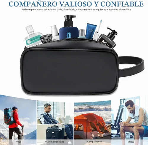 Vista 5 de Neceser para hombre y mujer, Negro, 1 unidad (Paquete de 1), Classic Neceser suave para damas, accesorios de viaje, artículos esenciales
