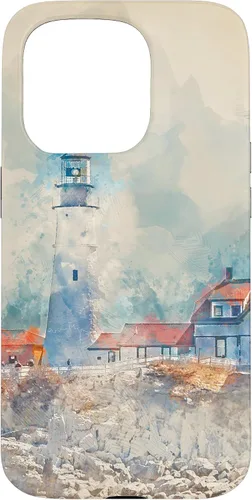 Vista 14 de iPhone 16 Artistic Lighthouse Painting Case
