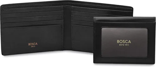 Vista 5 de Bosca Billetera de cuero de crédito para hombre con tarjeta de identificación, Negro -, Cartera