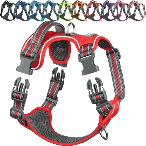 Vista 26 de Vivaglory - Arnés de arnés para perro sin tirones, XS, color negro, estampado with Handle Front and Back Clip for Training & Pulling, No Pull &