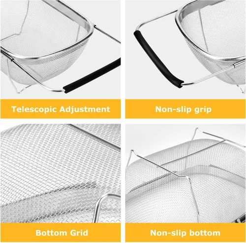 Vista 6 de ZDRongZhen Accesorios de Cocina Colador Escurridor Cesta Sobre el Fregadero, Colador de Acero Inoxidable con Agarre de Goma Expandible Escurridor