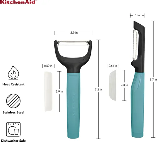 Vista 2 de KitchenAid Universal Euro Y Pelador, Juego De 2, Aqua
