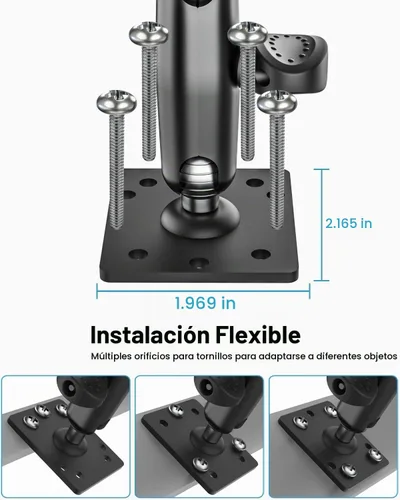 Vista 5 de Soporte para tablet con base de taladro resistente para coche/camión – [brazo ajustable de 360° de metal] Soporte de tablero de instrumentos