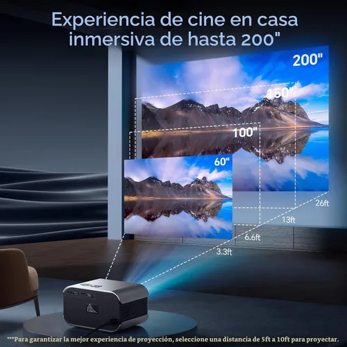 Vista 5 de Mini proyector con WiFi y Bluetooth, soporte 4K, proyector inteligente portátil al aire libre nativo 1080P, pantalla espejo compatible