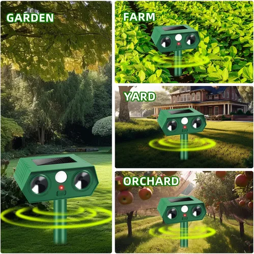 Vista 6 de Paquete de 4 dispositivos repelentes de ciervos, repelente solar de animales, repelente de gatos, repelente de animales ultrasónico para exteriores