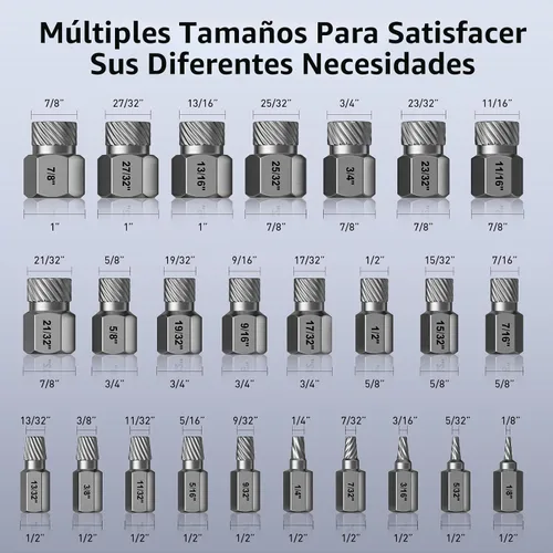 Vista 2 de Juego de extractor de tornillos, juego de extractor de pernos fácil de 25 piezas, tornillos y cabeza hexagonal con múltiples estrías, para quitar