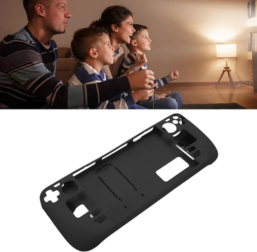Vista 5 de Funda con función atril para Steam Deck, funda protectora completa para cubierta de vapor, funda protectora a prueba de huellas dactilares con Negro