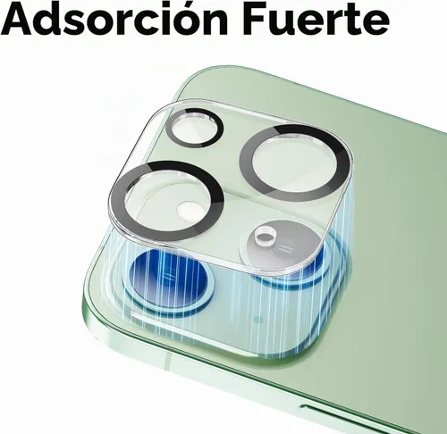 Vista 5 de Protector de lente de cámara compatible con iPhone 15 y 15 Plus, cubierta de cámara de vidrio templado de dureza 9H, Ultra HD, antiarañazos, fácil