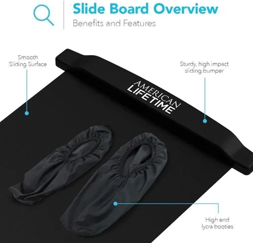 Vista 2 de American Lifetime Tabla deslizante - Tabla de entrenamiento para entrenamiento de fitness y terapia con botines de zapatos y bolsa de transporte