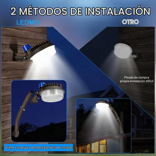 Vista 3 de ledmo Luz de Granero LED de 120W Luz del Atardecer al Amanecer con Ángulo Ajustable con Brazos de Montaje 18000LM Luz de Patio al Aire Libre